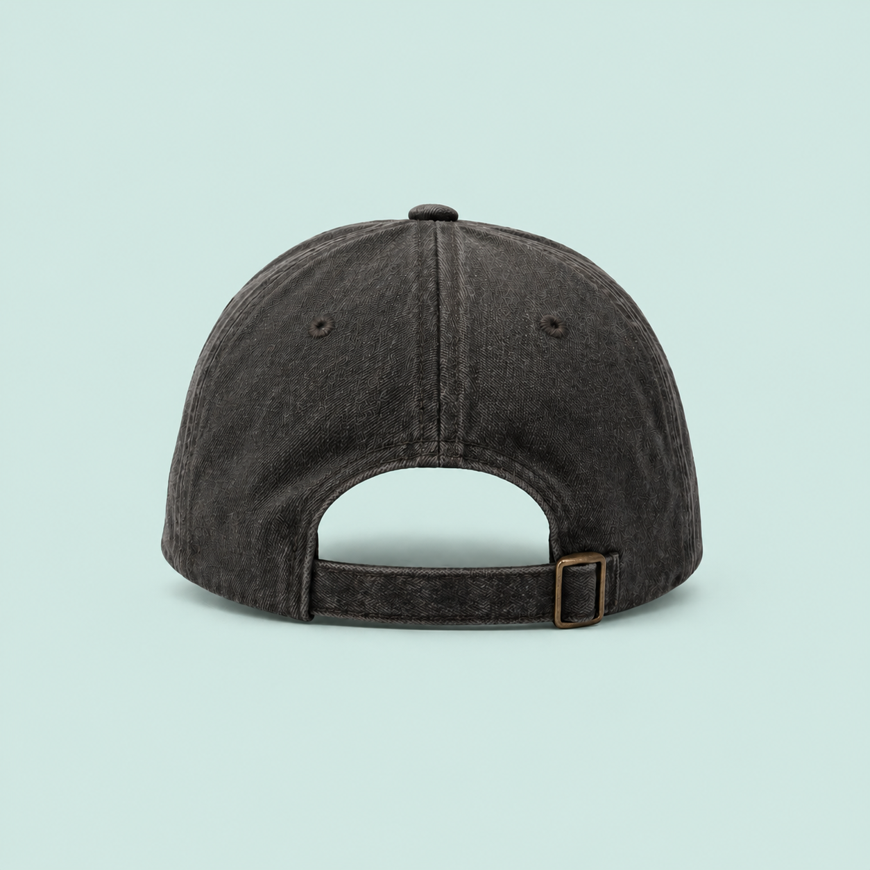 Ffee & Co washed black cap back view showing adjustable strap