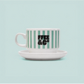Ffee & Co retro stacking espresso cup with saucer, 10cl ceramic, stripe detail