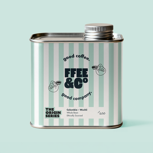 Limited edition Origin Series coffee from Ffee & Co . Striped design and light green background